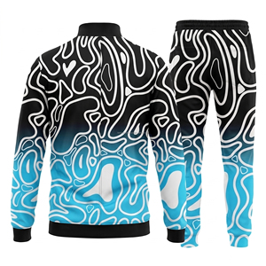 Survêtement unisexe à motif abstrait dégradé, manches longues, fermeture éclair, respirant, streetwear adulte, printemps, 100% polyester, doux - Product Image 3