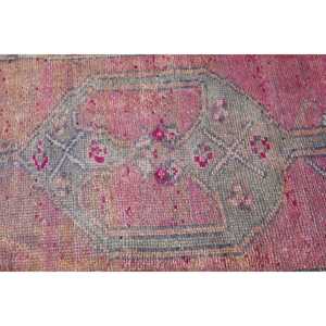 Alfombra Turca Vintage de 2.8x10.8 pies, Alfombra de Pasillo, Alfombra de Lana con Diseño Floral Rojo y Azul - Product Image 5
