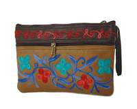 Dompet Tangan Bordir Wanita yang Tahan Lama dengan Penutup Ritsleting untuk Pesta Pernikahan Tas Kulit - Gaya Bohemian Bentuk Amplop