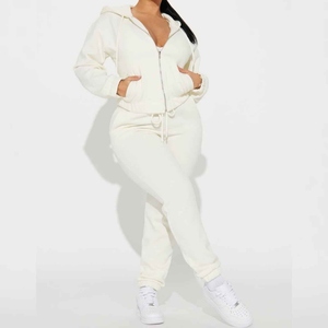 Prix abordable Survêtement pour femmes Coupe régulière Style zippé Coton polaire Survêtement décontracté d'hiver - Product Image 6