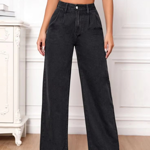 Women's Plus Size Mid Waist Stretch Breathable Straight Denim Pants Stylish Fit Comfy Cargo <b>Overalls</b> Design Perfect Everyday - Product Image 1