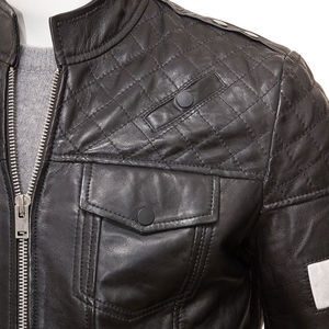 Chaqueta de cuero de calle alta para hombre-Prendas de abrigo transpirables impermeables para uso diario Diseño casual elegante con opción de logotipo frontal - Product Image 3