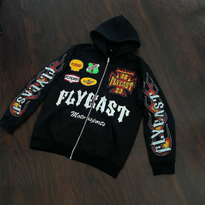 Ensemble sweat à capuche et pantalon de survêtement pour hommes personnalisés ensemble de sweat-shirt avec appliques de broderie délavés au soleil et à l'acide survêtement évasé - Product Image 3