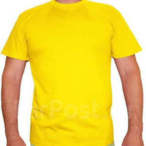 Men's Yellow Cotton T-<b>Shirt</b> Short Sleeve O-Neck Regular Fit Casual Jersey Knit Solid Color Blank Design - Product Image 5