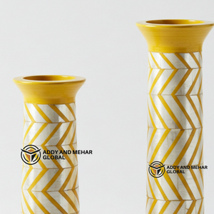 Un fournisseur indien propose un bougeoir fait à la main avec incrustation d'os vert, motif chevron, bougeoir décoratif - Product Image 6