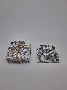 Calacatta Viola <b>Marble</b> Coasters Square Set Of 4 Elegant Natural Stone Drink Coasters - Product Image 2