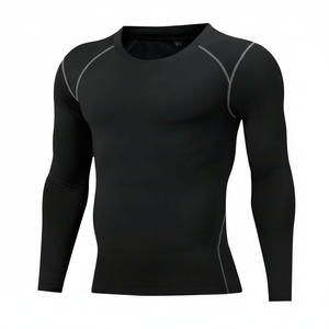 Chemises de compression à carreaux d'hiver pour hommes Respirantes Écologiques Séchage rapide Évacuation de l'humidité Couture plate Couture contrastée personnalisée Manches longues - Product Image 1