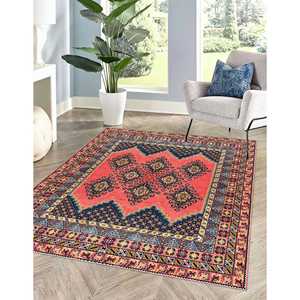 Tapis imprimé au design vintage - Rouge, Bleu, Luxe, Turc, Cuisine, Couloir, Classique, Cool, Cadeau, Tapis en chenille - Product Image 4