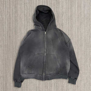 2025 superventas cremallera-Up ácido lavado logotipo personalizado sudaderas con capucha para hombres OEM diseño Vintage estilo callejero pesado GSM tela hombres sudaderas con capucha - Product Image 1