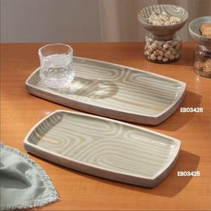 Ensemble de plateaux de service en bois de qualité supérieure motif en marbre moderne antidérapant pour la maison Design de tourbillon abstrait pour les fêtes Accents de cuisine - Product Image 3