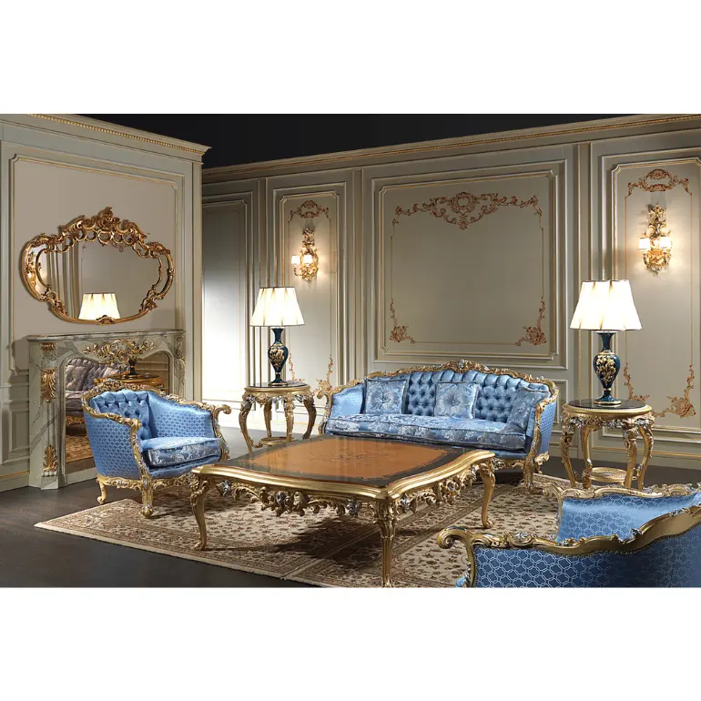 Stil Sofa Wohnzimmer Möbel Gruppe Sofa Set europäischen Stil mit Schnitzerei modernen Luxus Schnitts ofa Bestseller Großhandel