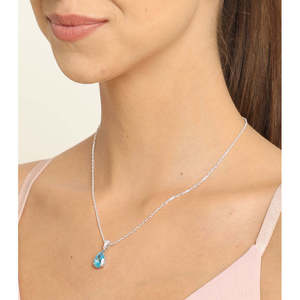 Pendentif en argent sterling 925 CLARA, forme de larme bleu ciel, plaqué rhodium, avec zircone suisse, or rose, cadeau pour femmes et filles - Product Image 4