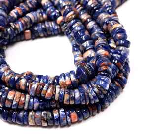 Cuentas Rondelle de neumático Heishi lisas de sodalita de alta calidad, cuentas de piedras preciosas sueltas de corte de rueda de piedra suelta de 6-7mm para fabricación de joyas a granel - Product Image 2