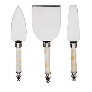 Ensemble de service à fromage exclusif en acier inoxydable avec poignée en céramique noire et blanche, qualité supérieure - Product Image 5