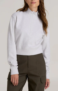 Sweat-shirt court à demi-zip pour femme, coupe décontractée, en molleton mélangé coton/polyester 340 GSM, vente en gros, très demandé - Product Image 4