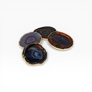 Posavasos de Ágata Azul con Tonos de Océano Profundo y Borde Dorado para una Presentación Elegante de Bebidas - Product Image 6