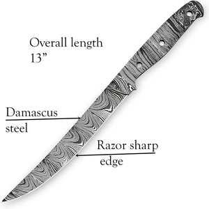 มีดตกปลาเหล็กดามัสกัสแบบเต็มรูปแบบทำด้วยมือมีดสำหรับตั้งแคมป์แบบเต็มถังมีดเดินป่าของขวัญสำหรับเธอ - Product Image 3