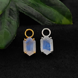 12x8mm forma hexagonal 925 plata esterlina chapado en oro punta conjunto musgo ágata colgante venta al por mayor joyería a granel joyería de ágata Natural - Product Image 5