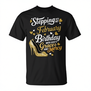 Camiseta con la gracia y la misericordia de Dios para cumpleaños de febrero: entrando en el nuevo año con bendiciones - Product Image 2