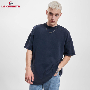 Camisetas de algodón tejidas con gofres en blanco estilo boxy de gran tamaño para hombre, de manga corta Camiseta de punto Formal, ajuste holgado liso - Product Image 2