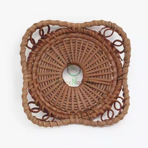 Sous-verres en rotin durables, tapis de tasse résistants à l'eau faits à la main pour le salon et l'extérieur - Product Image 2
