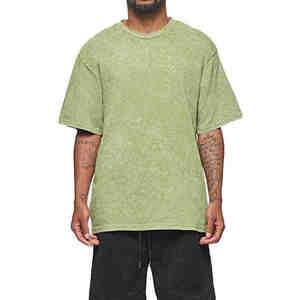 Superventas Oversize Acid Wash Distress Camisetas de manga corta Summer Wear Acid Wash Camiseta para hombre con estilo bordado de chenilla - Product Image 5