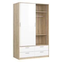 Armoire moderne simple en bois avec miroir et portes coulissantes, construction en MDF, blanc alpin, meubles de chambre à coucher, appartement, hôtel