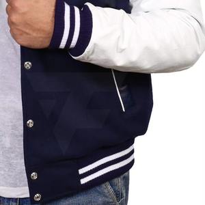 Chaqueta ligera hecha a medida para hombre, último diseño con cuello levantado, Mangas de cuero de lona, estilo Lettermen para invierno - Product Image 6