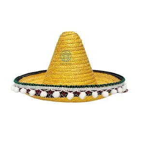 新系列天然手工墨西哥儿童草帽，角色扮演假日小帽，越南制造派对装饰
