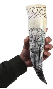 Corne à boire de haute qualité, faite à la main, polie, durable, avec support, 100% corne naturelle, corne de vache viking médiévale, en provenance d'Inde - Product Image 5