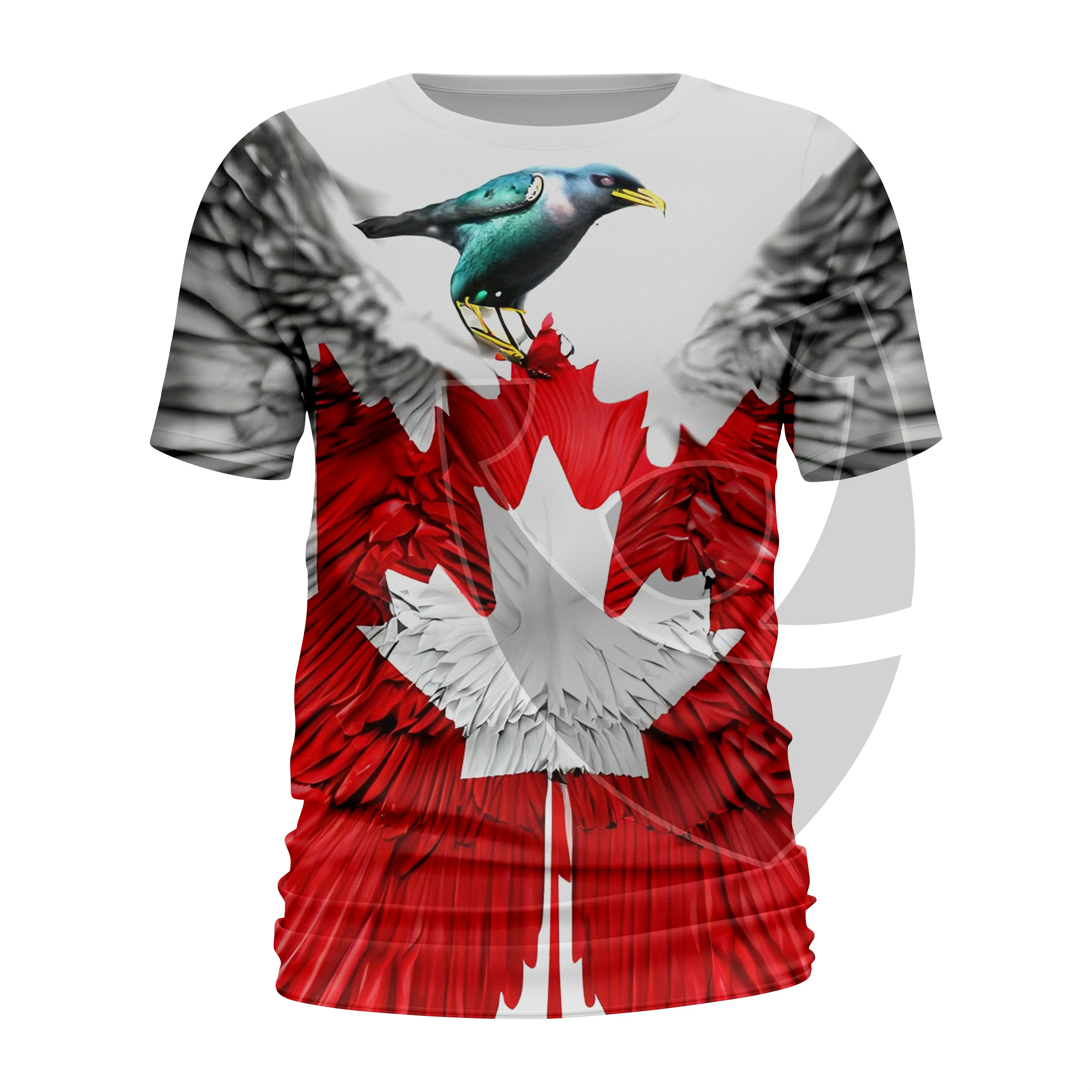 เสื้อยืดผู้ชายแฟชั่นใหม่2024ระบายอากาศได้เสื้อยืดพิมพ์ลายธงแคนาดาไซส์สหรัฐอเมริกาธงใบเมเปิ้ล3D พิมพ์ซับลิเมชัน