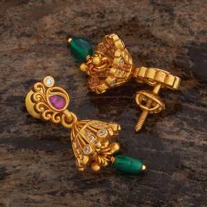 Pendientes Colgantes de Plata Estilo Étnico Religioso 181816 de Cobre, Latón y Aleación de Zinc con Rubí, Perla y Diamante en Forma de Campana para Boda y Ocasiones Especiales - Product Image 3