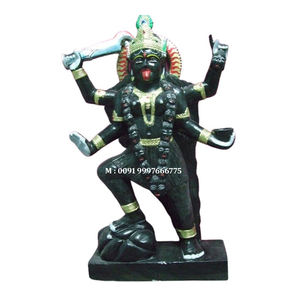 Nouvelle statue de la déesse Kali Mata en marbre noir poli, finition soignée et attrayante, faite à la main, pour la vénération à la maison et au temple. - Product Image 1