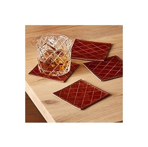 Durable leather coasters with artistic touch and refined edges perfect for upscale drink serving needs - Product Image 1