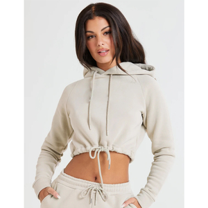 Sweats à capuche courts pour femmes 2025 - Vente en gros - Respirant - Manches longues - Surdimensionné - Sweats à capuche en coton personnalisés pour femmes - Product Image 4