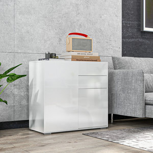 HOMCOM Modern <b>Sideboard</b> with 2 Cabinets and 2 Push-Open Drawers, 79x36x74cm, <b>Gloss</b> <b>White</b> - Product Image 2
