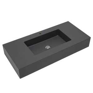 อ่างล้างหน้าเรซิ่นสีเทาแบบด้าน ขนาด 100 ซม. ดีไซน์อิตาลี ยี่ห้อ Koricini เฟอร์นิเจอร์ห้องน้ำระดับพรีเมียม - Product Image 1