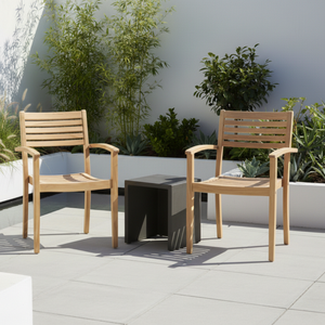 Chaise de salle à manger d'extérieur moderne haut de gamme en teck avec finition couleur bois naturel et tissu imperméable pour la maison, l'hôtel, la chambre et l'utilisation en parc - Product Image 5