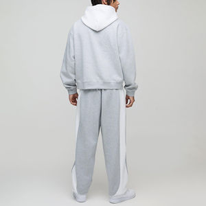 High-Quality Customized Best Selling Colour Block Tracksuit for Men Custom Embroidery Logo Stacked <b>Joggers</b> & <b>Oversized</b> Hoodie - Product Image 2