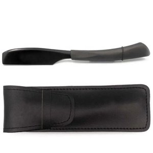Nouvelle arrivée : rasoir à raser pour homme en acier inoxydable avec manche en plastique, lame simple pour le modelage de la barbe, avec étui en cuir - Product Image 1