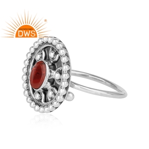 Best Selling oxidized sterling <b>silver</b> natural <b>Garnet</b> gemstone stackable <b>ring</b> jewelry manufacturer - Product Image 3