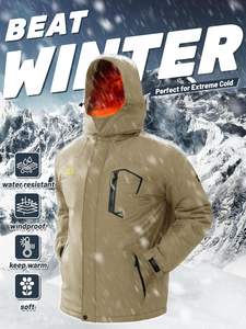 Chaqueta térmica aislada de lana resistente al agua de invierno para hombre con capucha impermeable para esquiar y snowboard Parka - Product Image 4
