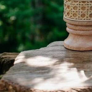 เตาเผาเครื่องหอมไม้ทำมือพร้อมถ้วยโลหะ ที่วางบาคูร์แบบดั้งเดิม ของตกแต่งบ้านสไตล์เรียบง่ายแบบธรรมชาติ เหมาะสำหรับเป็นของขวัญในเดือนรอมฎอน - Product Image 6