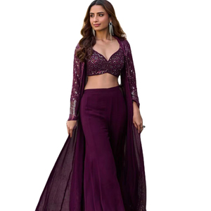 Salwar Kameez Traditionnel de Soirée Élégant en Fausse Fourrure Brodé Non Cousu Grande Taille 4 Couleurs Séchage Rapide - Product Image 1