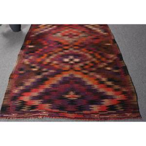 Alfombra Kilim Turca Étnica Roja 9x12, Hecha a Mano, Rectangular, de Lana, Ecológica, con Pelo Mediano, para Entrada - Product Image 4