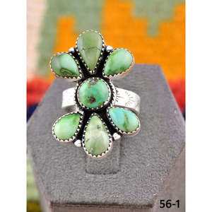 Bague ajustable artisanale en turquoise émeraude de la Vallée du Sud-Ouest et argent sterling, avec technologie d'incrustation à sertissage clos, idéale pour un cadeau - Product Image 2
