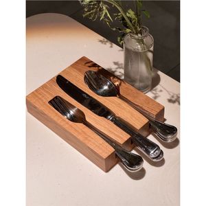 Plateau porte-couverts rustique fait main, organisateur de couverts minimaliste pour restaurant et hôtel, boîte de rangement durable pour cuillères et fourchettes - Product Image 3
