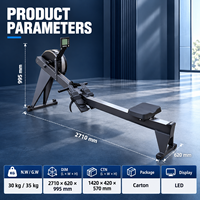 Machine de Rameur de Fitness Professionnelle pour Entraînement de Compétition Hyrox, à Faible Pression Articulaire, Résistance à l'Air et Écran LCD