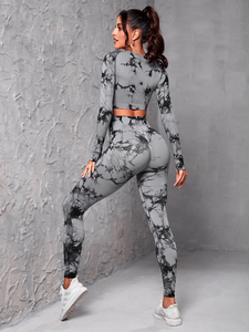 Traje de Yoga de manga larga sin costuras para mujer Ropa de entrenamiento para gimnasio Yoga y Deportes - Product Image 4