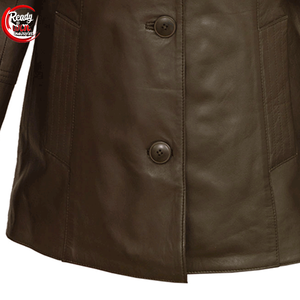 Blazer en cuir pour femme, coupe ajustée, simple boutonnage, fermeture à boutons, veste moderne pour les occasions spéciales, tailles plus grandes - motif uni, tricoté - Product Image 6